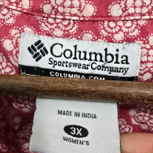 Columbia Shirt Womens 3X Pink Button Up White Floral Long Sleeve Collared - Picture 3 of 10